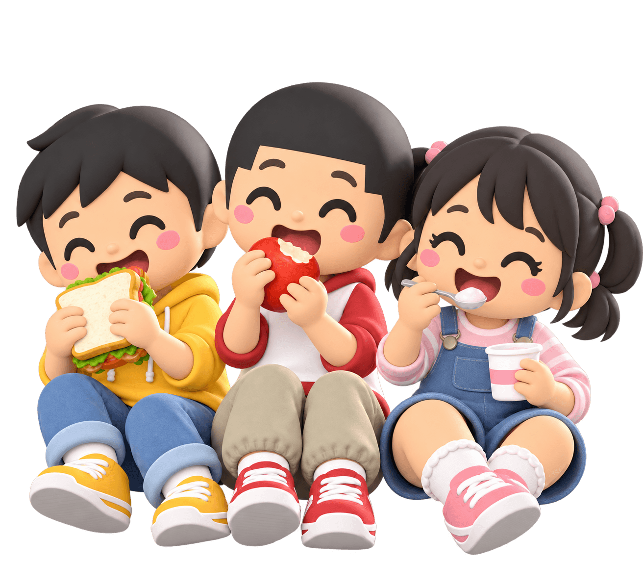 Three Nomi companions enjoying food together