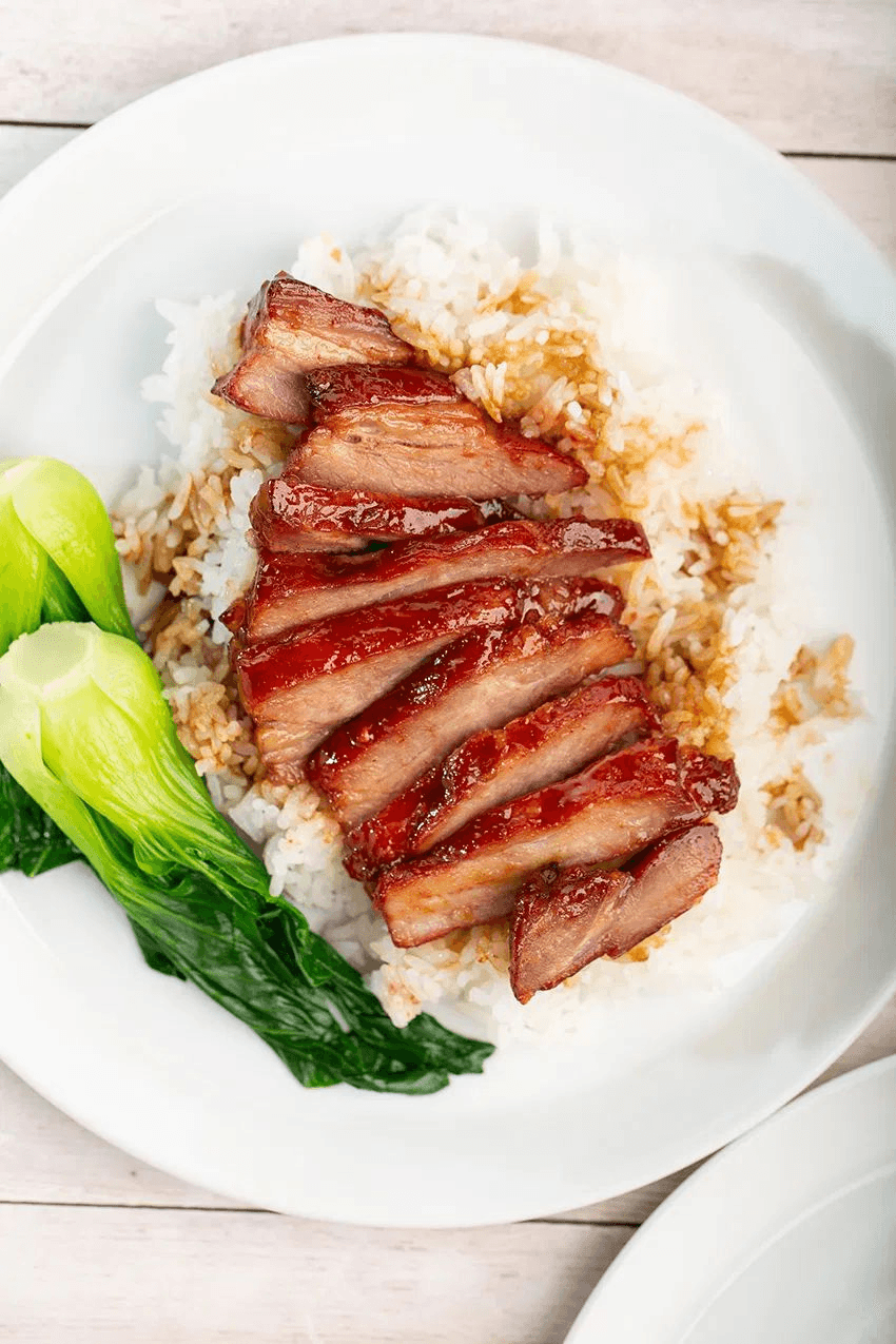 Char siu rice with vegetables
